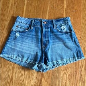 Denim Frayed Hem Women's Shorts
